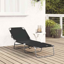 Transat pliant Portable Noir en tissu Oxford 600D 