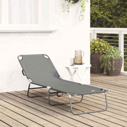 Transat pliant portable gris en tissu Oxford 600D 