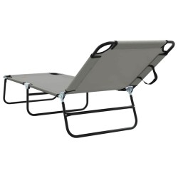 Transat pliant portable gris en tissu Oxford 600D 