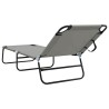 Transat pliant portable gris en tissu Oxford 600D 