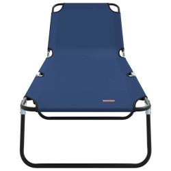 Chaise Longue Pliante Portable Bleue en Tissu Oxford 600D 