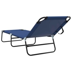 Chaise Longue Pliante Portable Bleue en Tissu Oxford 600D 