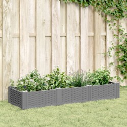 Jardinière avec piquets gris clair 125x40x28,5 cm PP 
