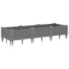 Jardinière avec piquets gris clair 125x40x28,5 cm PP 