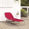 Chaise longue pliante portable rouge en tissu Oxford 600D 