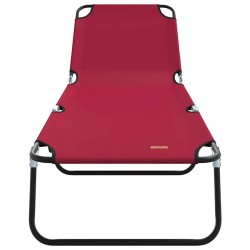 Chaise longue pliante portable rouge en tissu Oxford 600D 