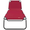 Chaise longue pliante portable rouge en tissu Oxford 600D 