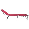 Chaise longue pliante portable rouge en tissu Oxford 600D 