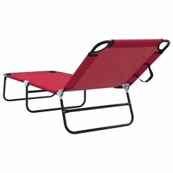 Chaise longue pliante portable rouge en tissu Oxford 600D 