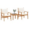 Ensemble bistro de jardin 3 pièces avec coussins en bois d'acacia massif 