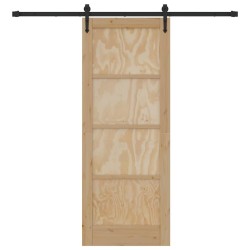 Porte Coulissante avec Ensemble de Matériel 78x202 cm Bois de Pin Massif 