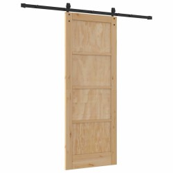 Porte Coulissante avec Ensemble de Matériel 78x202 cm Bois de Pin Massif 