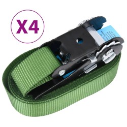 Sangles d’arrimage à cliquet 4 pcs 800 daN 6 m Vert 