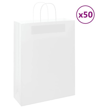 Sacs en papier 50 pcs avec poignées blanc 32x12x42 cm 