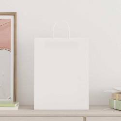 Sacs en papier 50 pcs avec poignées blanc 32x12x42 cm 