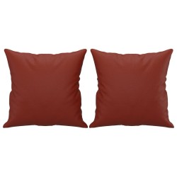 Coussins décoratifs lot de 2 Rouge bordeaux 40x40 cm Similicuir 