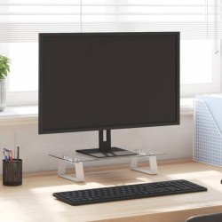 Support de moniteur blanc 40x20x8 cm verre trempé et métal 