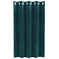 Rideaux Occultants avec Œillets 2 pcs Vert Foncé Velours 
