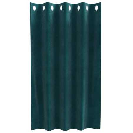 Rideaux Occultants avec Œillets 2 pcs Vert Foncé Velours 