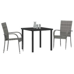 Ensemble de salle à manger pour jardin 3 pcs Gris Rotin PE 