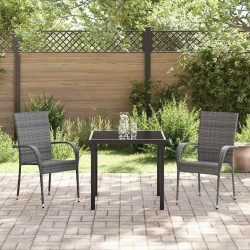 Ensemble de salle à manger pour jardin 3 pcs Gris Rotin PE 