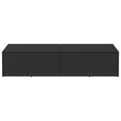 Boîte de rangement de jardin noir 220x50x58 cm résine tressée 