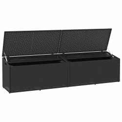 Boîte de rangement de jardin noir 220x50x58 cm résine tressée 