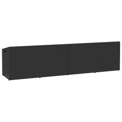 Boîte de rangement de jardin noir 220x50x58 cm résine tressée 