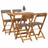Ensemble Bistro Pliable 5 Pièces avec Coussins en Bois Massif d'Acacia 