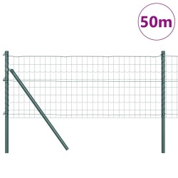 Clôture Euro avec 13 poteaux 0,4 x 50 m en acier galvanisé vert 