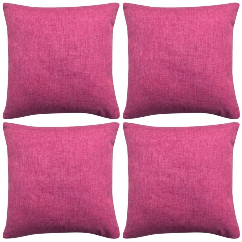 Housses de coussin 4 pcs Aspect de lin Rose 40x40 cm 