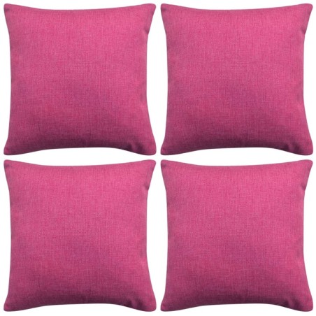 Housses de coussin 4 pcs Aspect de lin Rose 40x40 cm 
