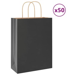 Sacs en papier 50 pcs avec poignées noir 26x12x35 cm 