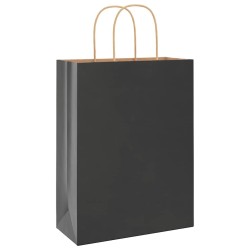 Sacs en papier 50 pcs avec poignées noir 26x12x35 cm 