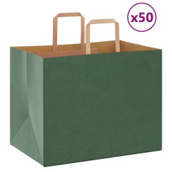 Sacs en papier 50 pcs avec poignées vert 32x22x24 cm 