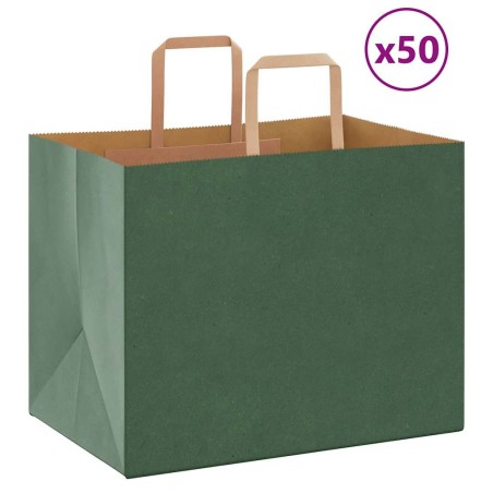Sacs en papier 50 pcs avec poignées vert 32x22x24 cm 