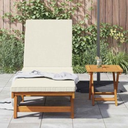 Chaise longue avec des roues et un coussin crème en bois massif 