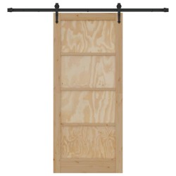 Porte coulissante avec ensemble quincaillerie 86x198,5 cm en bois massif de pin 