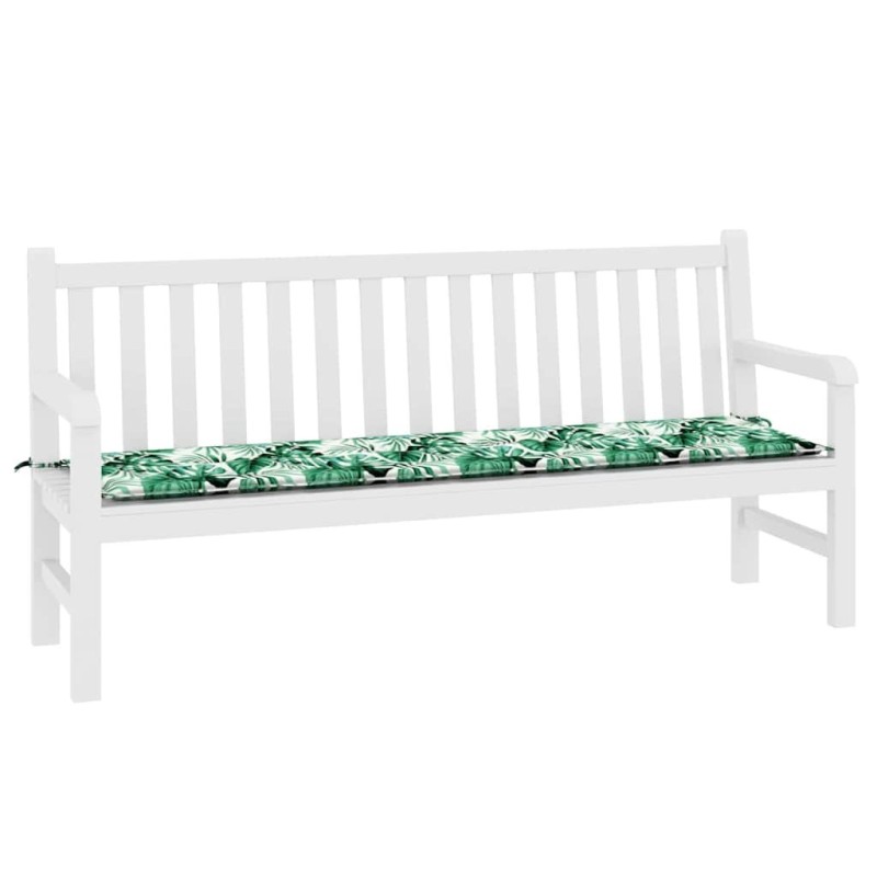 Coussin de banc de jardin avec motif de feuilles 180x50x4 cm en tissu Oxford 