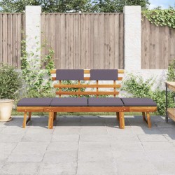Chaise longue avec coussin 2-en-1 190 cm Bois solide d'acacia 