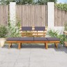 Chaise longue avec coussin 2-en-1 190 cm Bois solide d'acacia 