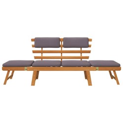 Chaise longue avec coussin 2-en-1 190 cm Bois solide d'acacia 