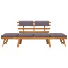 Chaise longue avec coussin 2-en-1 190 cm Bois solide d'acacia 