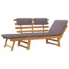 Chaise longue avec coussin 2-en-1 190 cm Bois solide d'acacia 