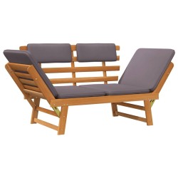 Chaise longue avec coussin 2-en-1 190 cm Bois solide d'acacia 