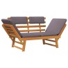 Chaise longue avec coussin 2-en-1 190 cm Bois solide d'acacia 