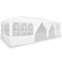 Tente de fête avec 12 murs latéraux blancs 8x4 m en PE 