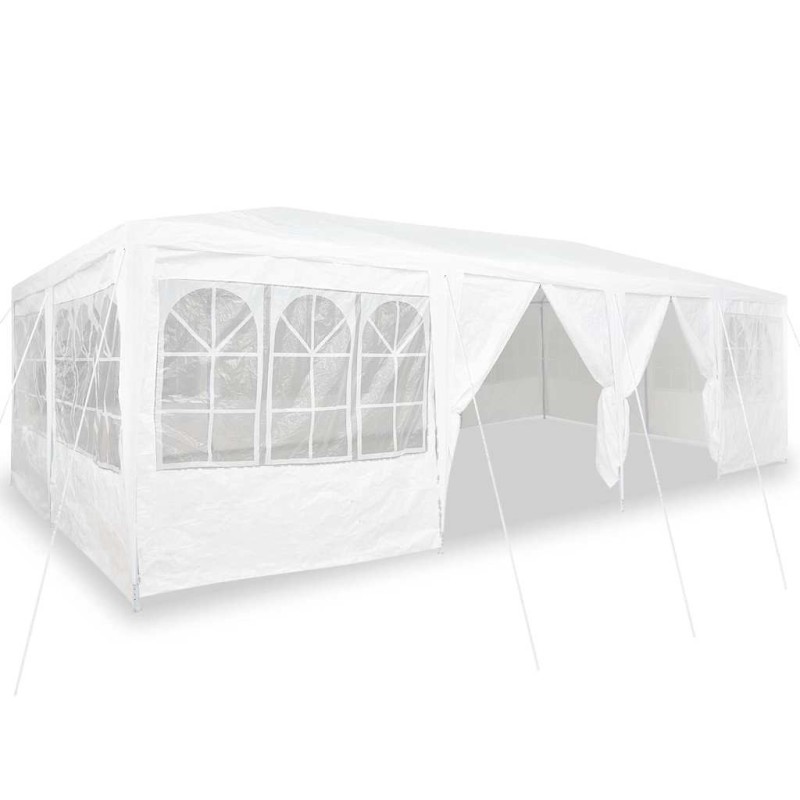 Tente de fête avec 12 murs latéraux blancs 8x4 m en PE 