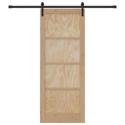 Porte Coulissante avec Ensemble de Quincaillerie 83x211 cm Bois de Pin Massif 