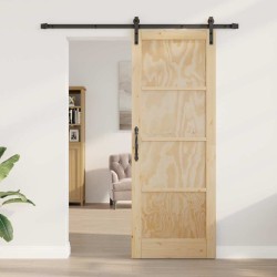 Porte coulissante avec set de matériel 78x211 cm en bois massif de pin 